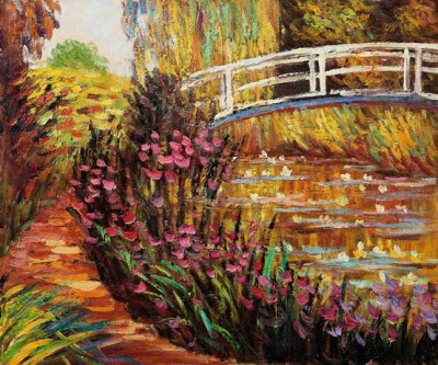 "The Japanese Bridge" by Claude Monet. Hand painted oil painting reproduction by overstockArt.com. #autumn #fall
