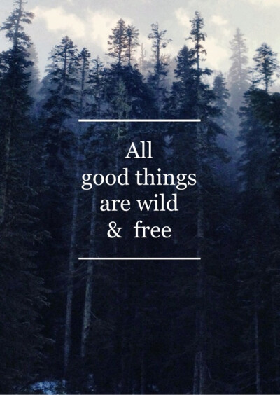 ALL GOOD THINGS ARE WILD AND FREE.