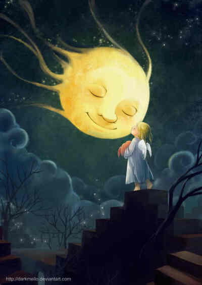 "Good night mrs moon" by Melani Sie a.k.a darkmello, a talented illustrator, based in Surabaya, Jawa Timur.