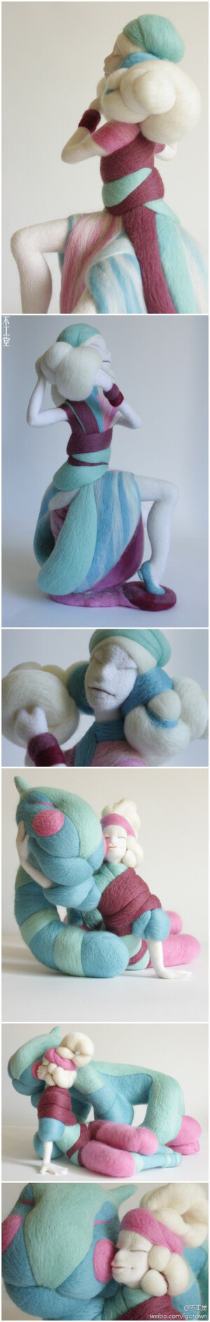 还记得我们介绍过的俄罗斯的Liudmila Vasileva（http://weibo.com/1699336787/y19Hg9iQb）吗？她的雕塑风格羊毛毡作品让人印象深刻。下面两个是她的新作，同样的风格，更成熟的技巧，让我们欣赏下。