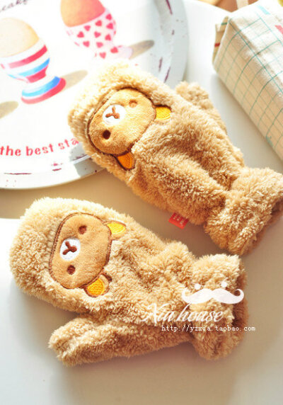 超萌轻松熊 毛绒绒手套