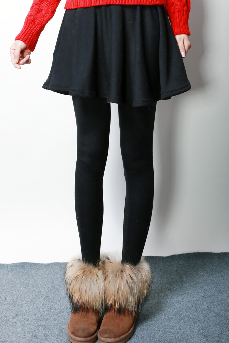 果果家冬季加绒加厚打底裙裤假两件裤裙保暖