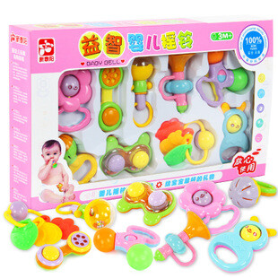 宝宝摇铃9件套礼盒装 婴儿玩具0-1岁 手摇铃玩具组合牙胶