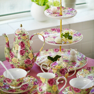 下午茶茶具 骨瓷陶瓷整套 红茶花草茶具 茶壶茶杯咖啡具套装 欧式