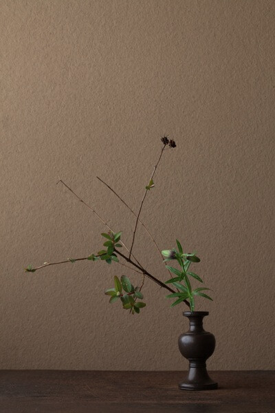 川瀨敏郎(Kawase Toshiro)插花艺术：-----是“自然野趣流”的代表人物，他喜欢用一些古老、质朴、布满历史痕迹的器皿当做花器，依据时节到山野里找最当令的花叶，融入花器中。