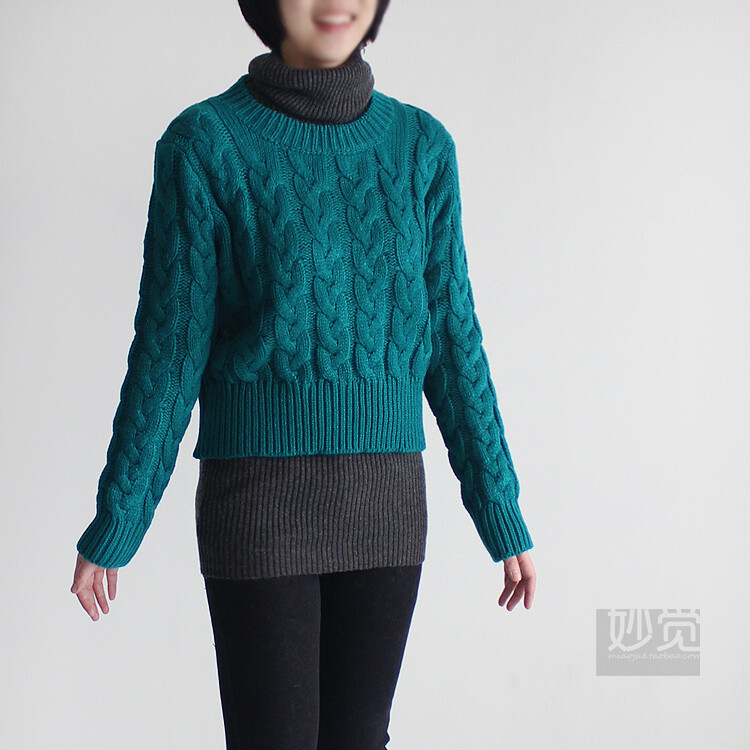 特！妙觉粗针扭麻花套头厚毛衣森林文艺日系韩单湖蓝/红