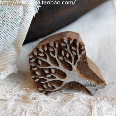 FEN ZAKKA 杂货 印度纯手工雕刻原木印章（树）