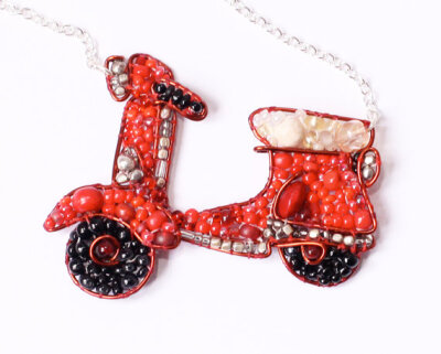 Beaded Scooter Necklace inspired by the Vespa