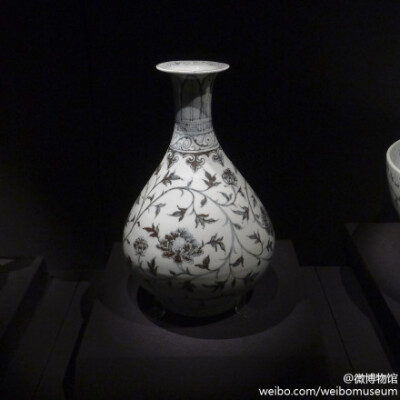 青花缠枝牡丹纹玉壶春瓶，明洪武（公元1368-1398年），#故宫藏瓷#，北京。明代的御窑厂制度被后续历朝沿袭。明代的窑业分为官窑和民窑两种，前者烧造宫廷御用瓷器，不计成本，质量精美；后者属商品生产，产量大，艺…