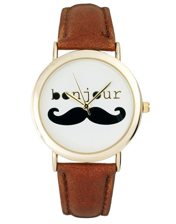 Bonjour Mustache Watch - FREE SHIPPING