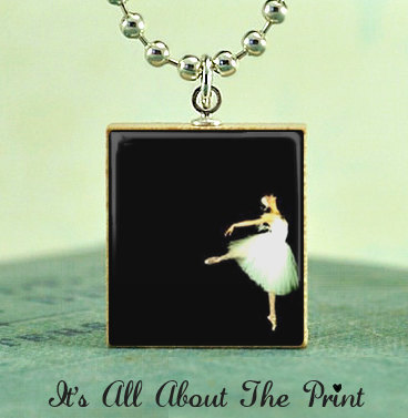 Scrabble Art Pendant - CLASSIC TINY DANCER - Scrabble Game Tile Jewelry