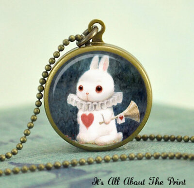 Penny Art Pendant -I Love You Bunny- Brass HOOP Jewelry