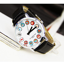 礼物 韩国新款 可爱大嘴猴 手表 可爱图案刻度 蛇纹优质皮带