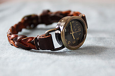 日本原装西铁城防水石英机芯 编织 牛皮表带 复古手表 日本机芯表