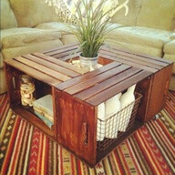 Crates (sold at Michaels), stained and nailed together to make a coffee table... love it!