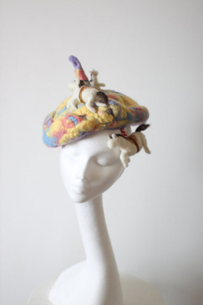 kreuzzz作品-Rainbow Go Round - OOAK wearable art hat - ready to ship