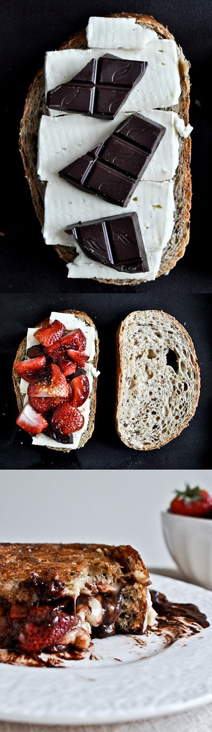 Brie, strawberry and dark chocolate Grilled Cheese