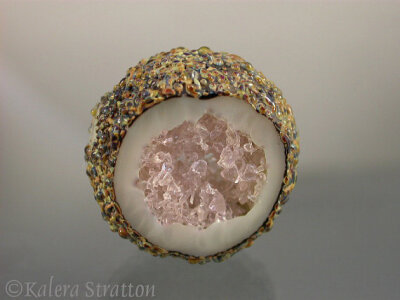 Hollow Coldworked Geode Lampwork Bead - ROSE GEODE - Beadwife SRA