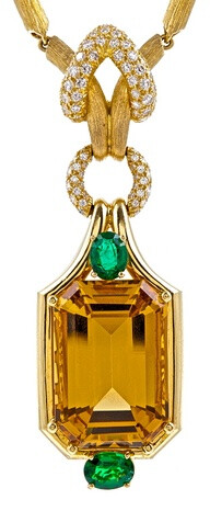 Henry Dunay Citrine, Emerald & Diamond Necklace