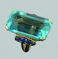 Boucheron aquamarine and sapphire cocktail ring.