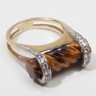 Vintage gold & diamond tigers eye cocktail ring