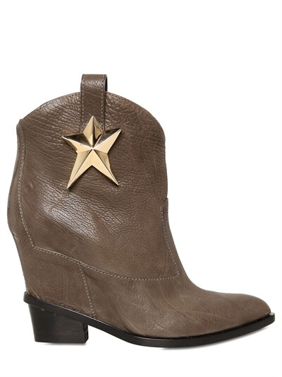 GIUSEPPE ZANOTTI 100MM HAMMERED LEATHER LOW BOOTS