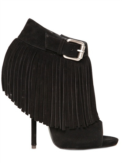 GIUSEPPE ZANOTTI 130MM SUEDE FRINGED LOW BOOTS