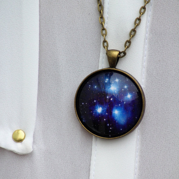 Starry Eyed Large Pendant Necklace - Wanderlust Collection - Valentines Day, Galaxy, Universe, Outer Space(收集自DittyDrops的Etsy店)