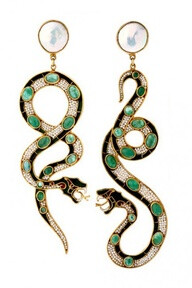 Diego Percossi Papi snake earrings with emeralds