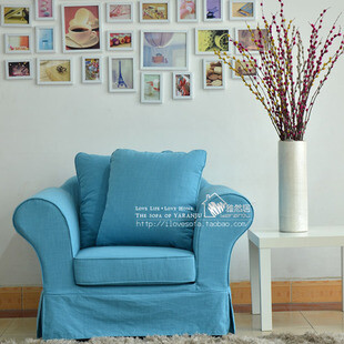 【雅然居】北欧宜家沙发 美式乡村田园格子黑白单人沙发包邮特价