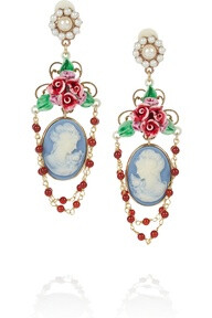 Dolce & Gabbana | Gold-tone faux pearl cameo clip earrings | NET-A-PORTER.COM