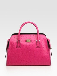 HOT PINK Michael Kors Ostrich-Embossed Satchel