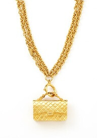 #Chanel Gold Tone Vintage Multi strand Handbag Necklace