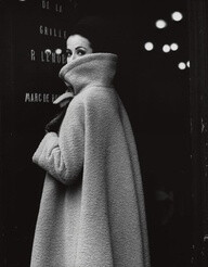 60s model Gitta Schilling, in a gorgeous coat by Nina Ricci...