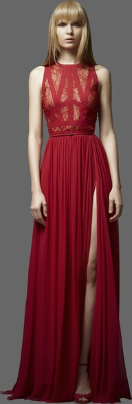 #ELIE SAAB - Ready-to-Wear - PreFall 2012 #Trend Transparent Fabrics #Red