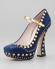 Miu Miu Studded Suede Mary Jane Pump. #NMFallTrends