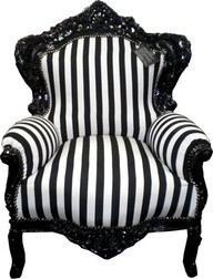 Black and white striped rococo chair