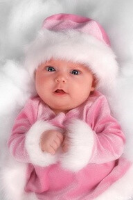 Gorgeous in pink velour fur trimmed Santa/ Winter outfit.