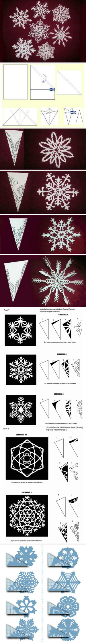 【手作圣诞窗花】按图示折纸、裁成三角，然后画出不同形状，再剪出镂空部分，即可。祝大家临近岁末的每一天都好心情！