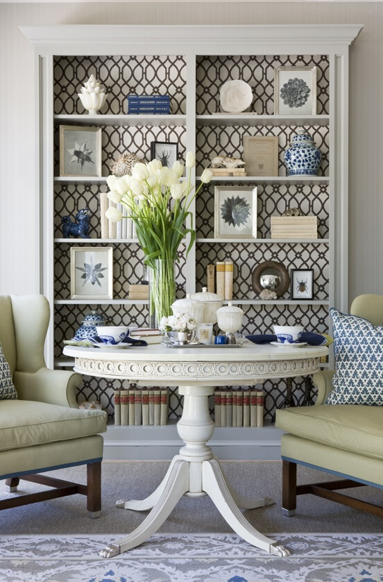 styled bookcase and table