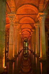 Ancient cistern for water storage when Constantinople was under seige in Turkey