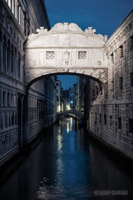 The Bridge of Sighs in the evening in Venice