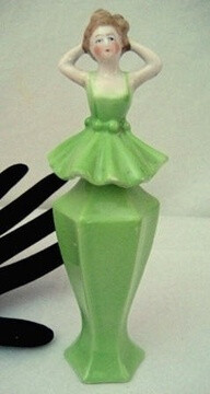 Art Deco shaped figural lady perfume bottle, made in Bavaria during the 1920s-1930s