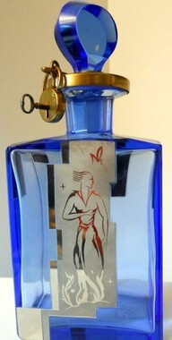 1920s art deco perfume bottle with lock and key. @designerwallace