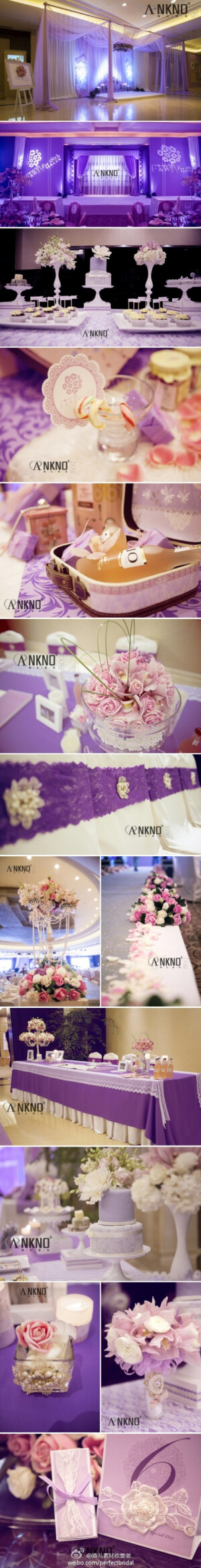 【粉紫色的甜美婚礼】蕾丝、珍珠、粉粉嫩嫩的紫色，每个女孩应该都抵不住这种精致和甜美。