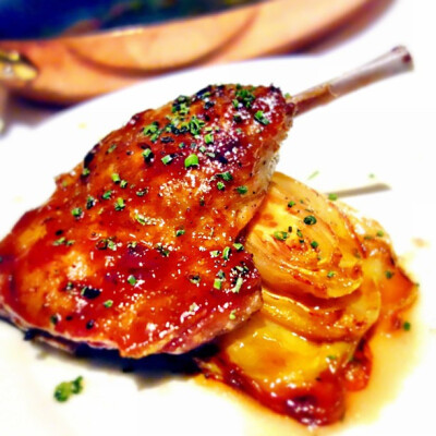 24-hour cooked duck leg with orange glaze sauce