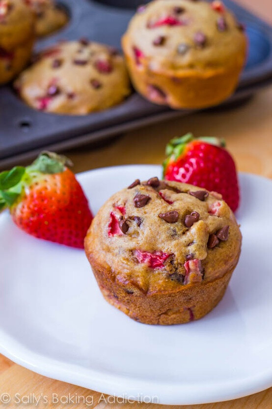 skinny strawberry chocolate chip muffins.