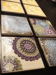 Coasters made from scrapbook paper and ceramic tile...