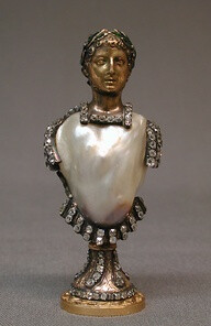 17th or 18th century seal w/ gold, pearl, diamonds, emeralds