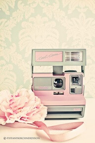 vintage pink polaroid camera